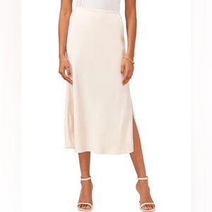 Vince Camuto Satin Side-Slit Midi Skirt